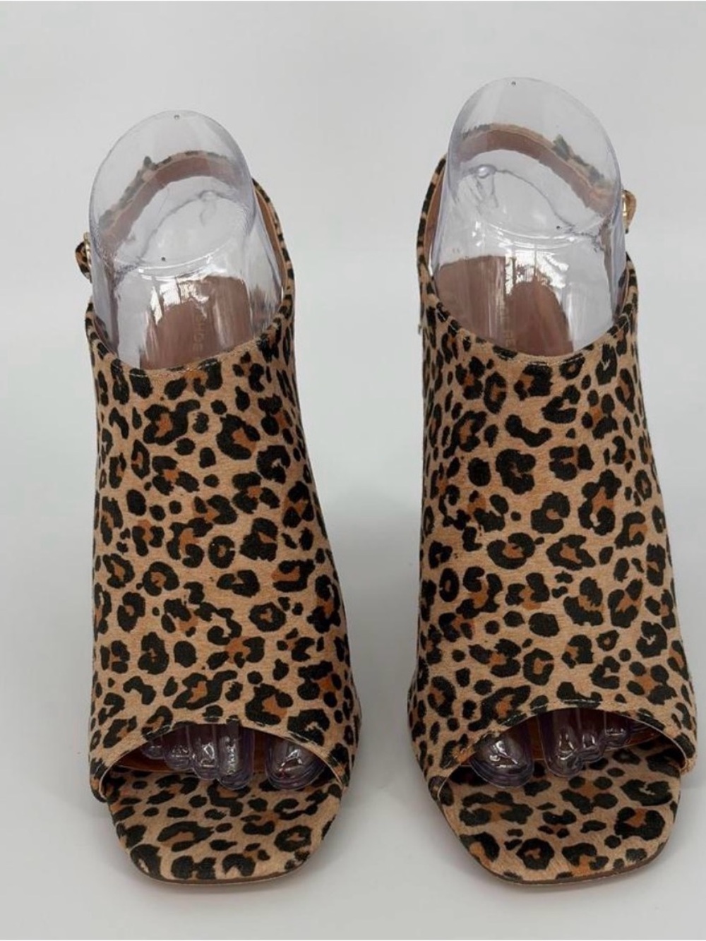 Shoe Republic LA Leopard Print Peep-Toe Heels - Tan & Black